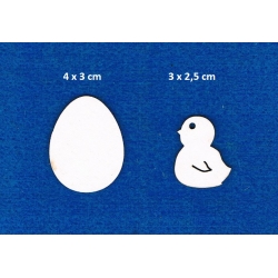 Jajko 4cm+ kurczak 3x2,5cm mini  / SCRAPBOOKING , tekturka / BEERMATA #1,5mm,  birmata